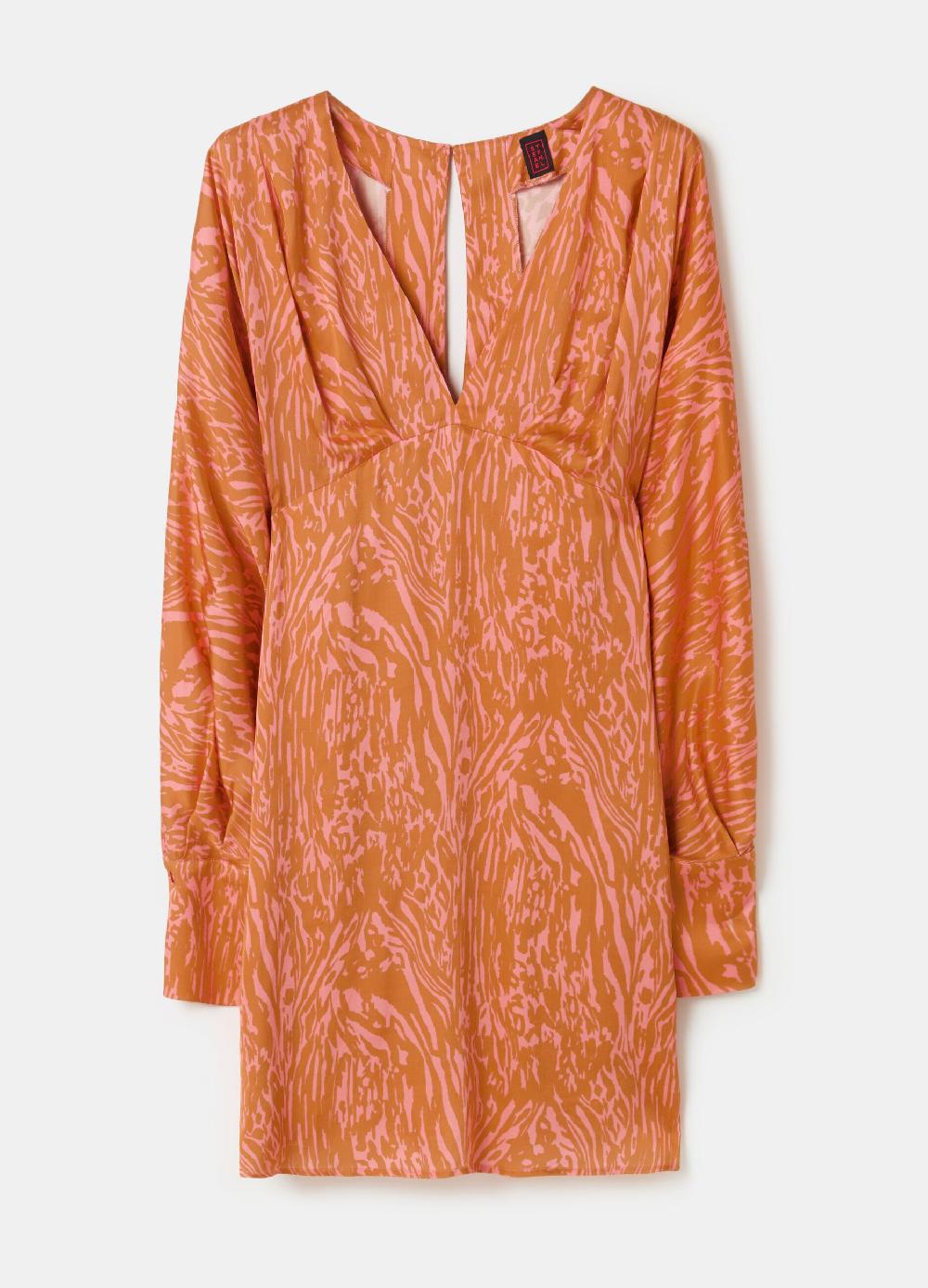 Stefanel Vestito corto in satin con stampa moire Sconto