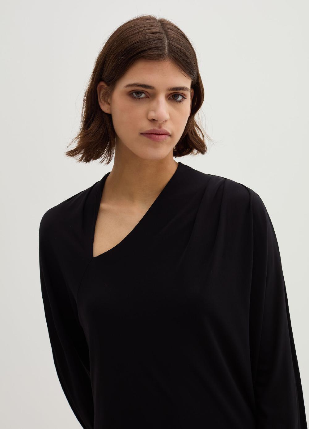 Stefanel Vestito midi in crêpe jersey con scollo a V Outlet