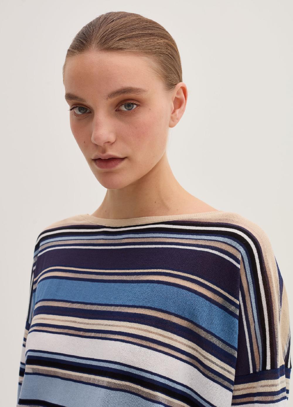 Stefanel Maglia in crêpe a righe Vendita Calda