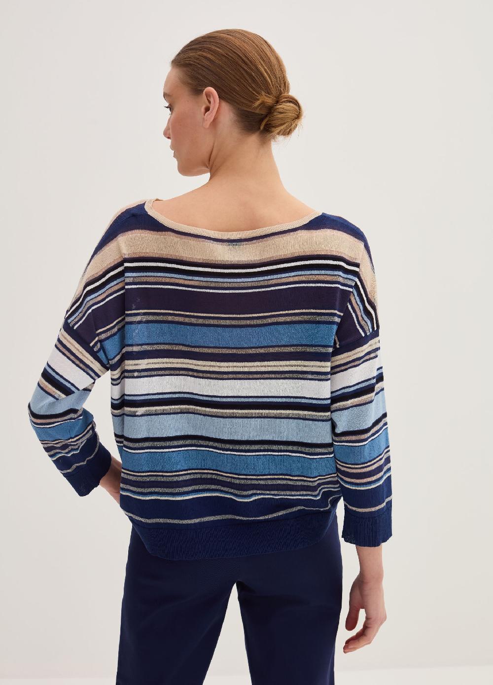 Stefanel Maglia in crêpe a righe Vendita Calda