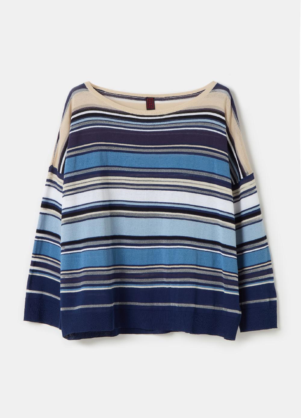 Stefanel Maglia in crêpe a righe Vendita Calda