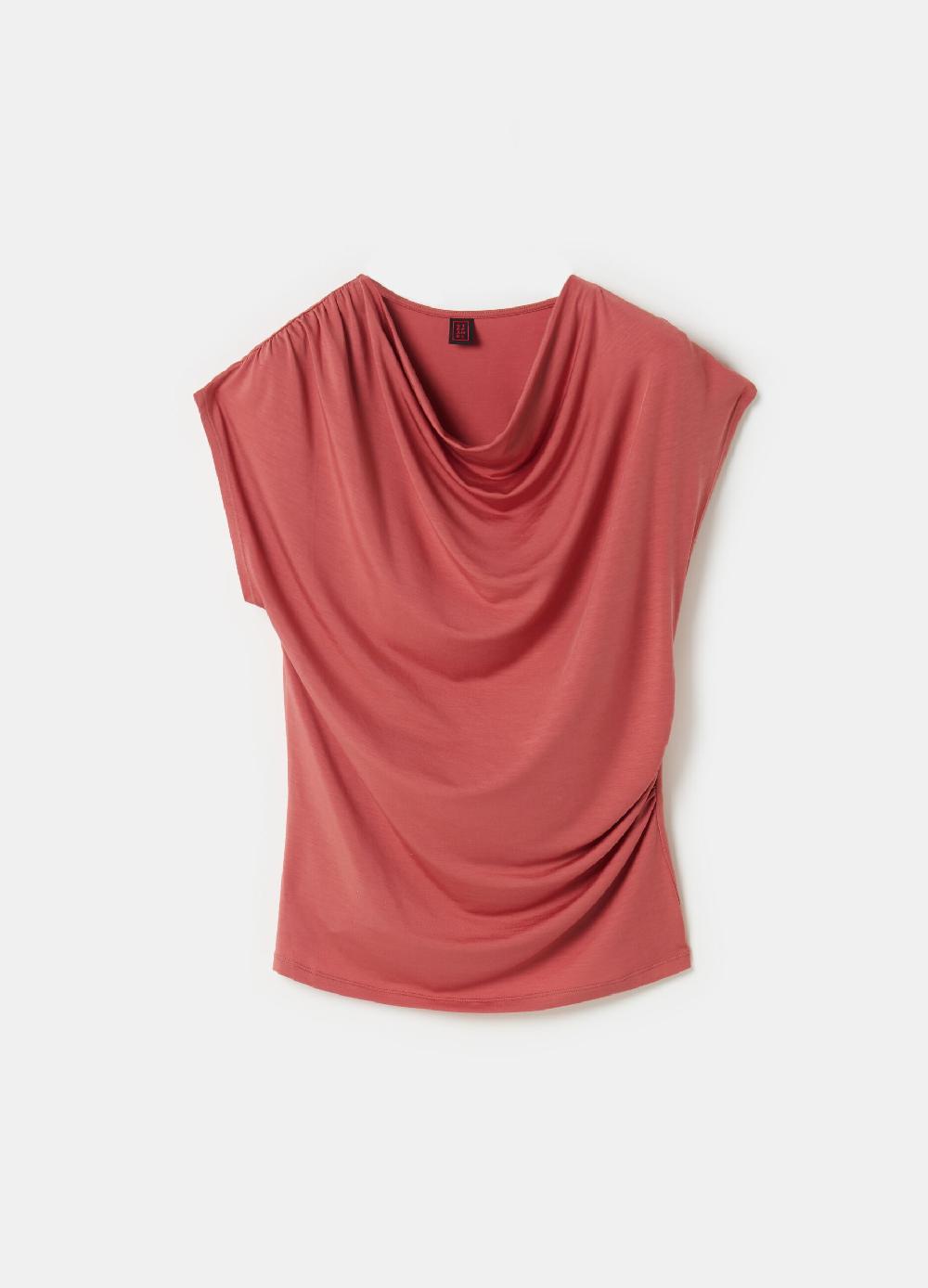 Stefanel Top smanicato scollo con drappeggio Negozio