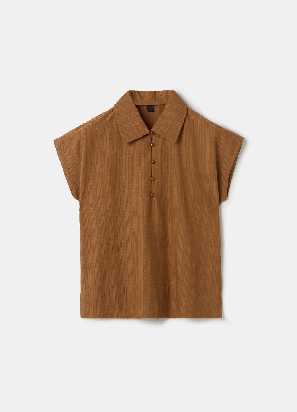 Stefanel Blusa gessata scollo serafino con colletto Vendita