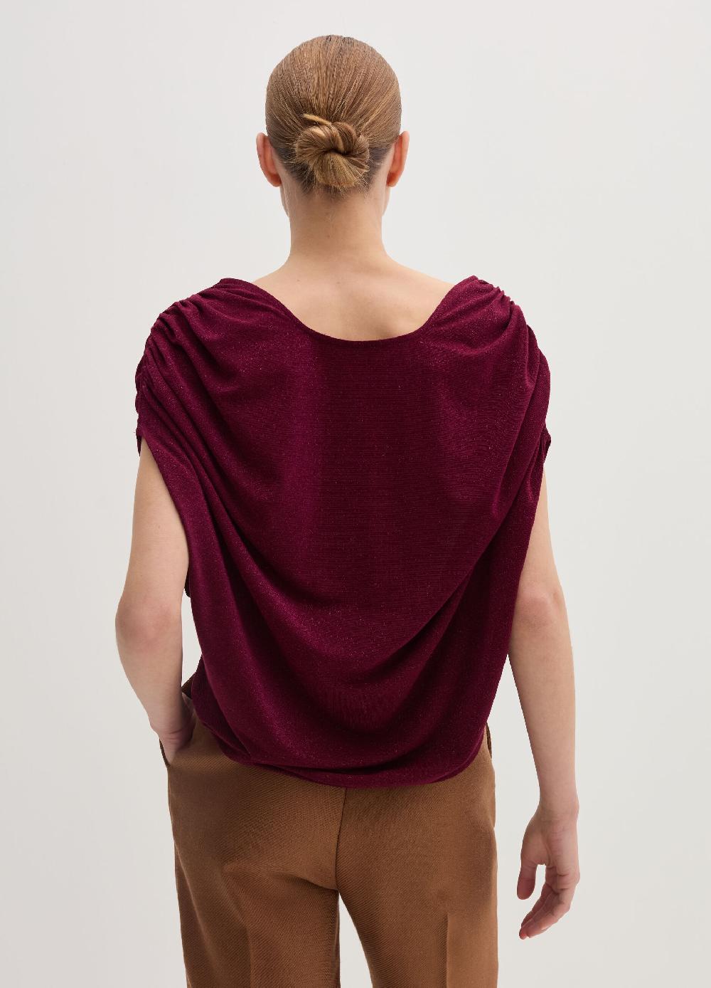 Stefanel T-shirt smanicata in lurex con arricciatura Negozi Online