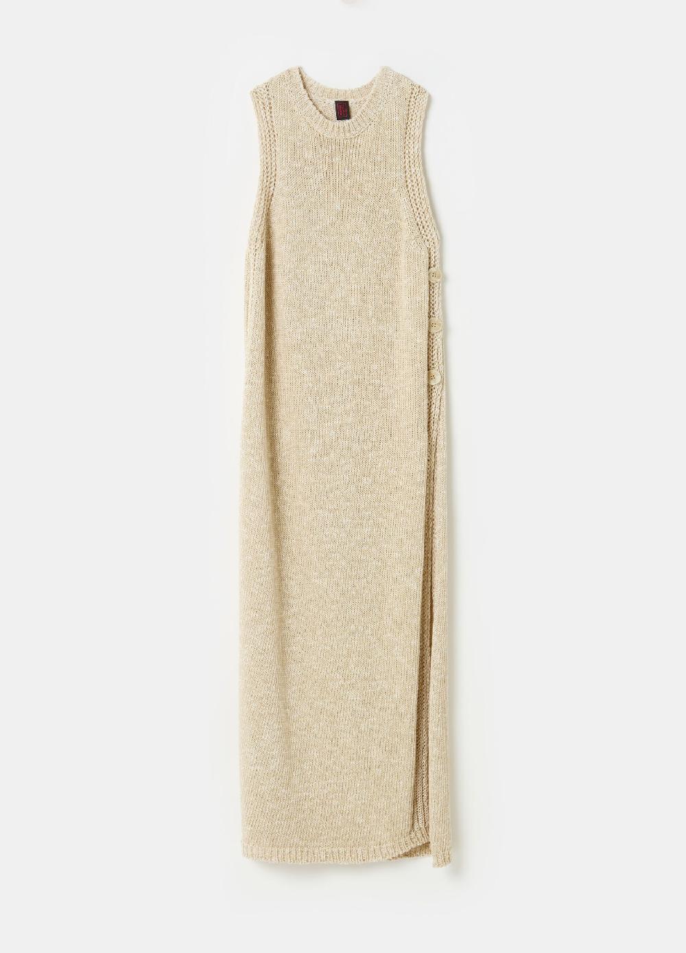 Stefanel Vestito midi con spacco e bottoni Consegna Veloce
