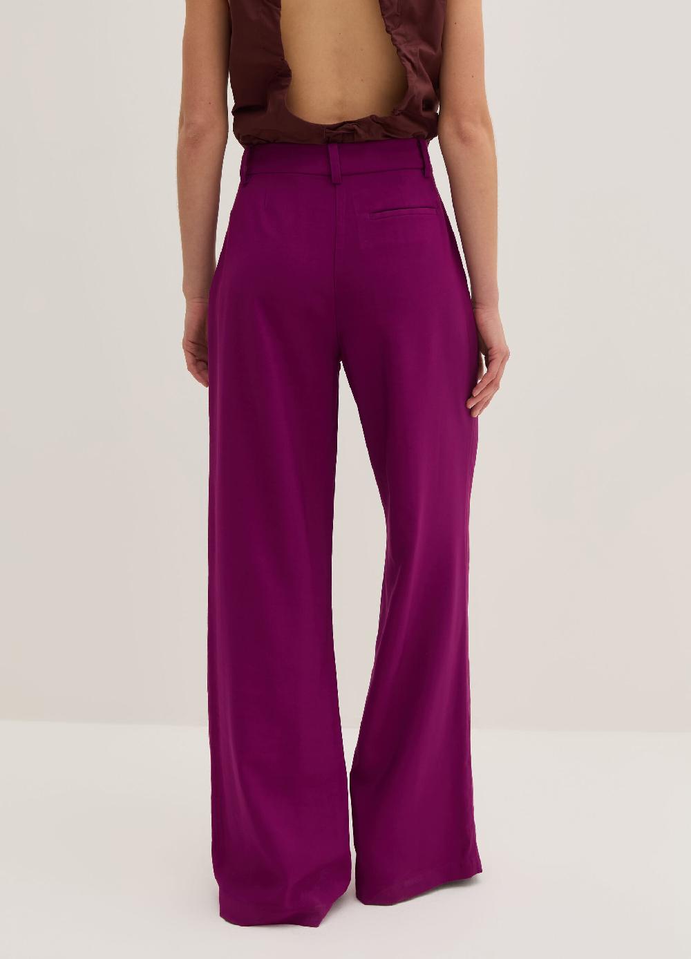 Stefanel Pantalone palazzo wide leg in twill tecnico Promozione Limitata