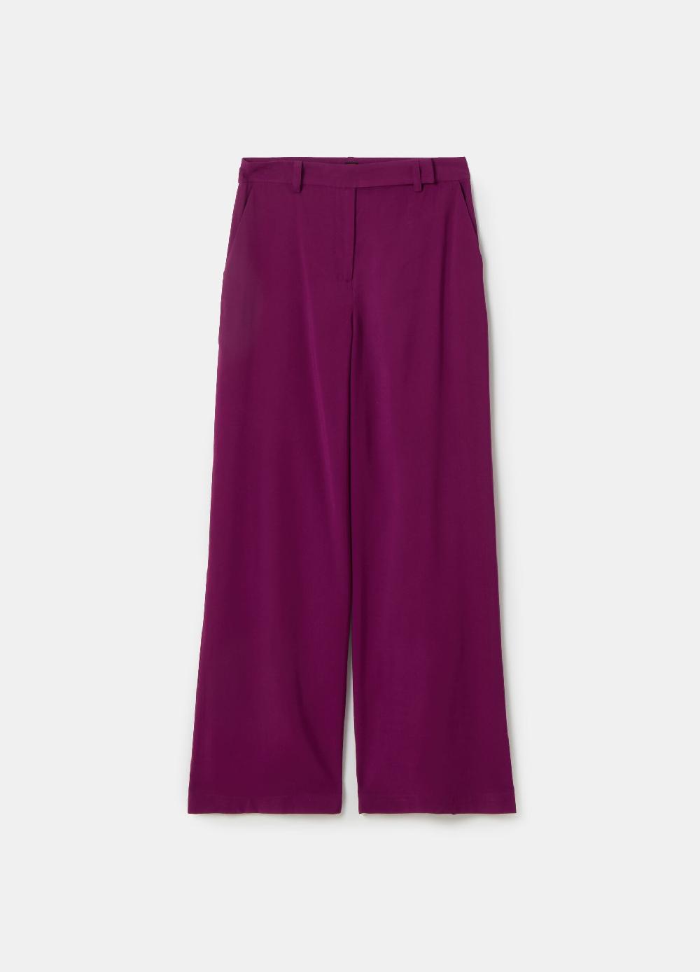Stefanel Pantalone palazzo wide leg in twill tecnico Promozione Limitata