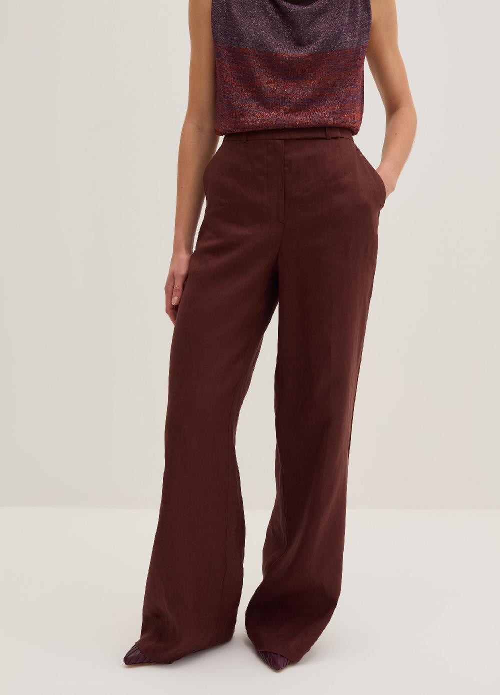 Stefanel Pantalone palazzo con piping a contrasto Shopping Online