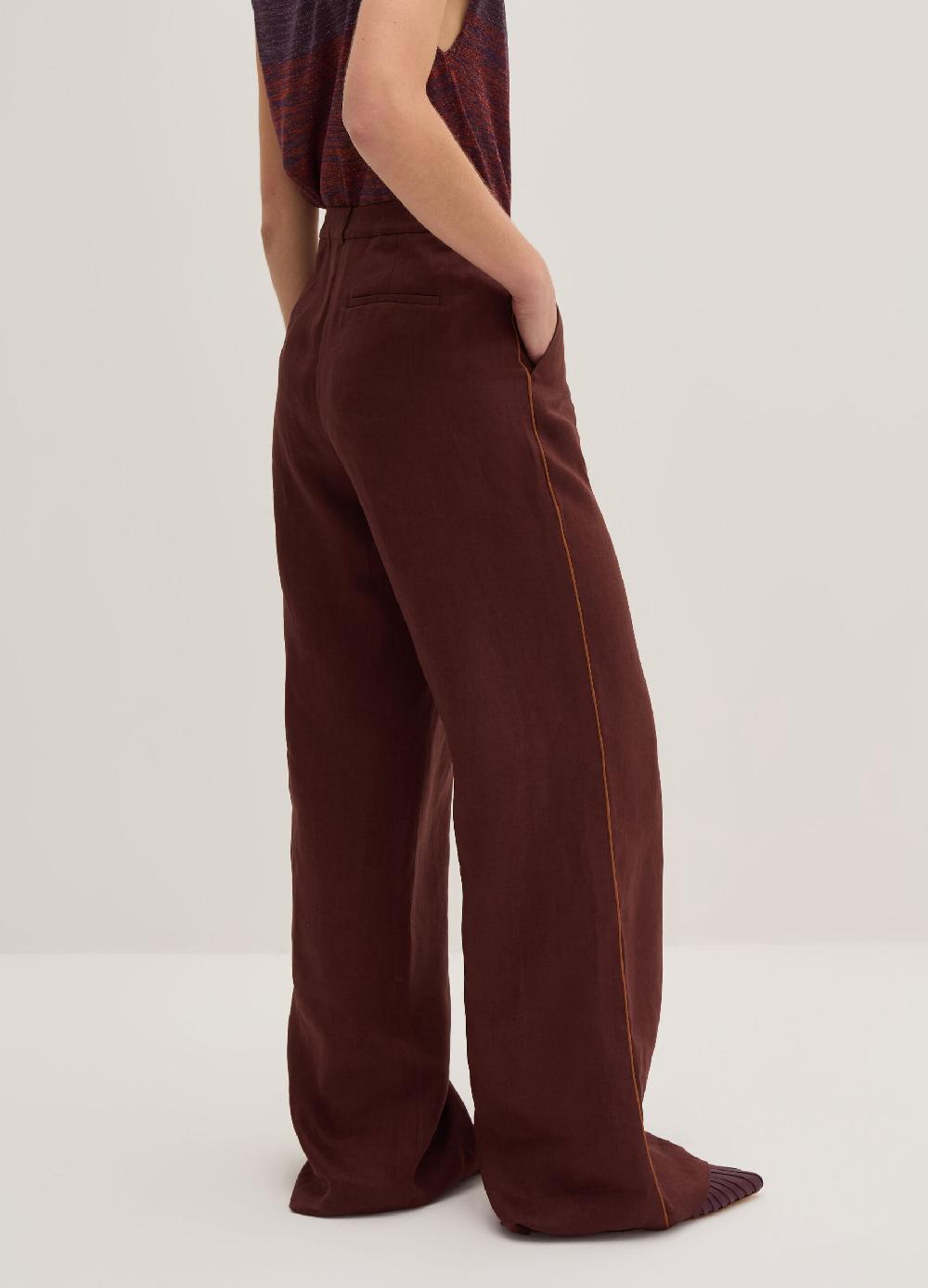 Stefanel Pantalone palazzo con piping a contrasto Shopping Online