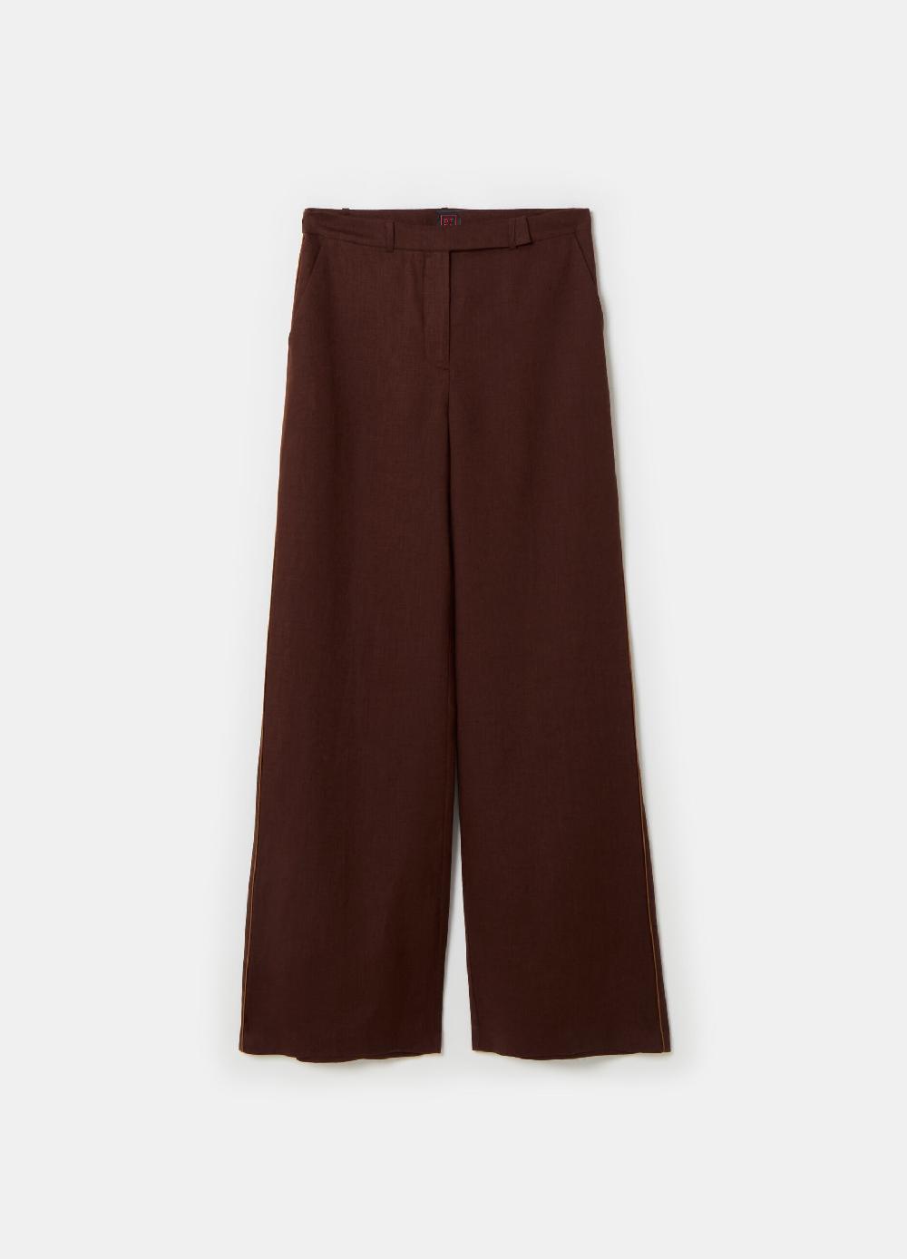 Stefanel Pantalone palazzo con piping a contrasto Shopping Online