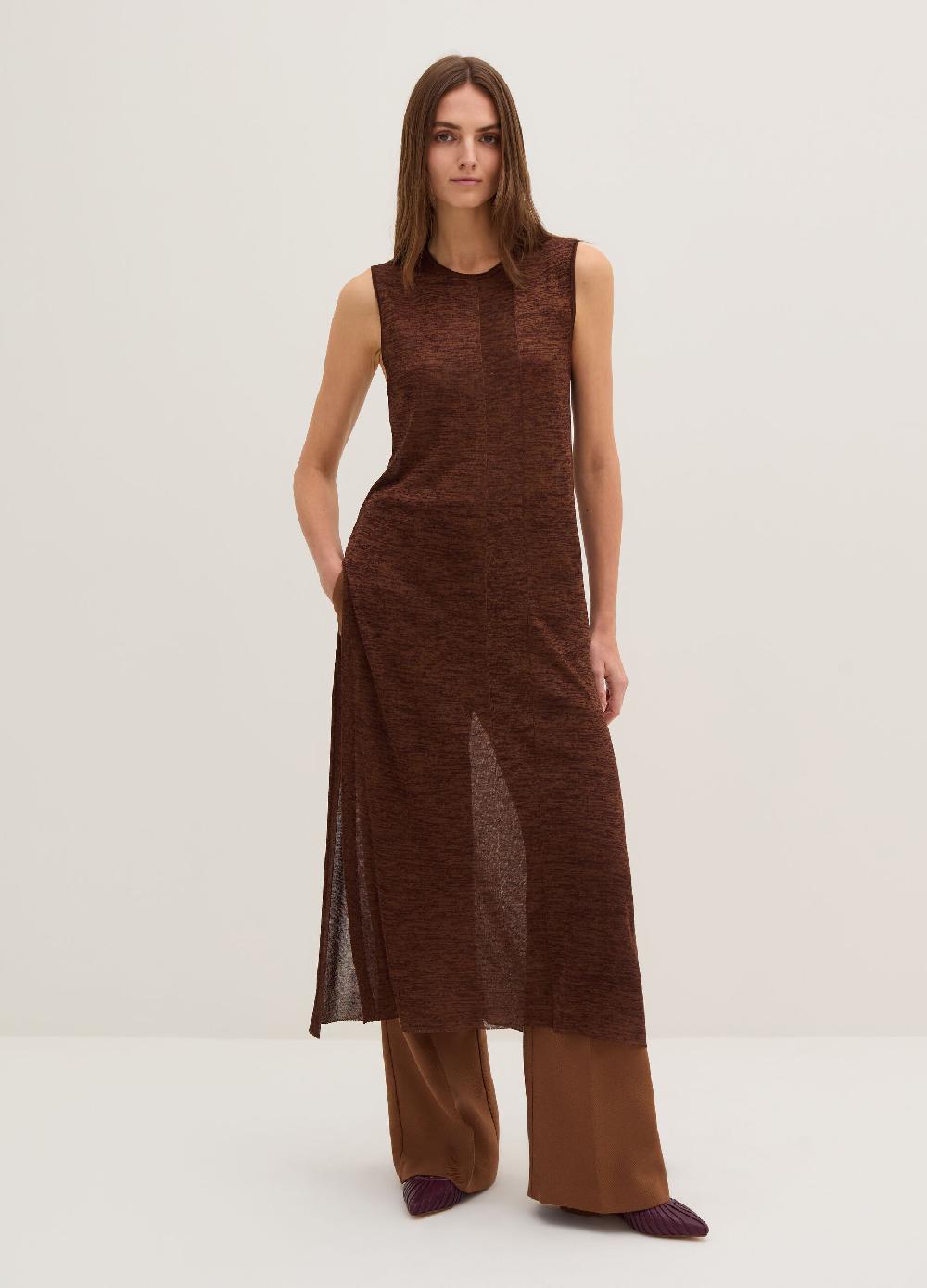 Stefanel Vestito lungo effetto shantung con spacchi