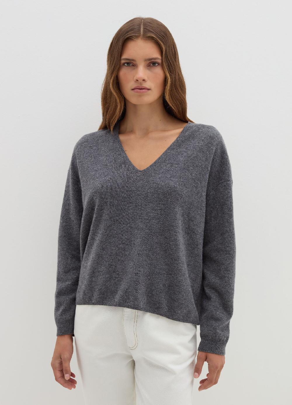 Stefanel Pullover in lana e cashmere con scollo a V Sconto