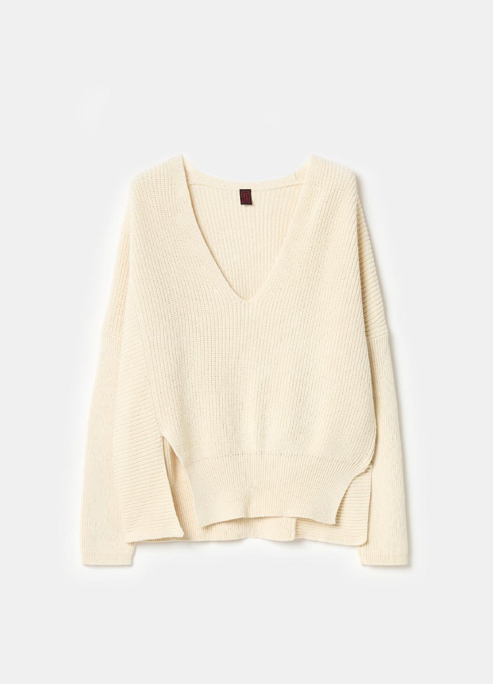 Stefanel Pullover oversize a coste con spacchi Saldi Di Fabbrica