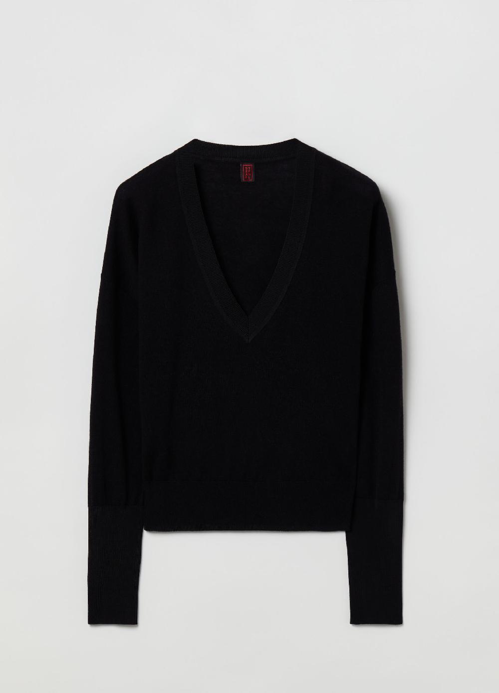 Stefanel Pullover in lana e seta con scollo a V In Saldo