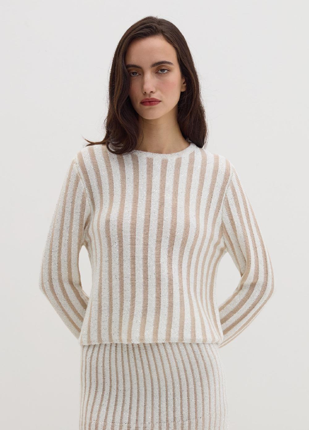 Stefanel Maglia a righe con micro paillettes Offerta temporanea