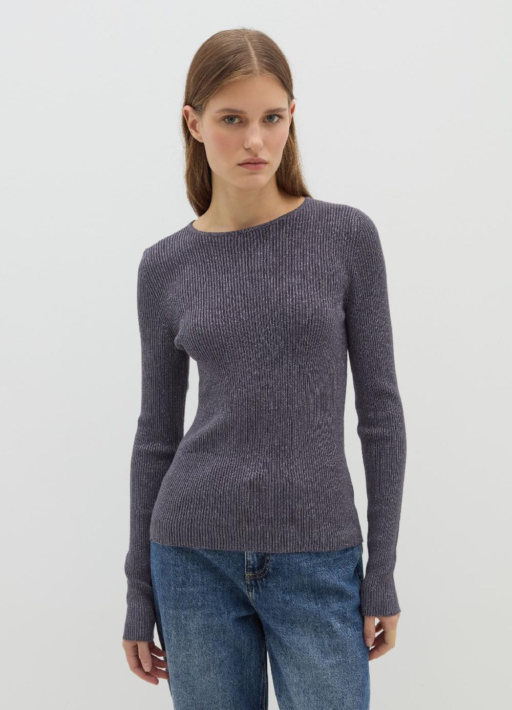 Stefanel T-shirt in lurex a costine con maniche lunghe Lightning offer