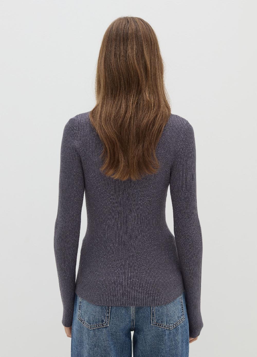 Stefanel T-shirt in lurex a costine con maniche lunghe Lightning offer