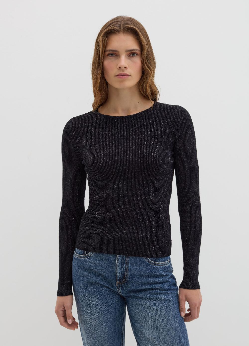 Stefanel T-shirt in lurex a costine con maniche lunghe Sconti VIP
