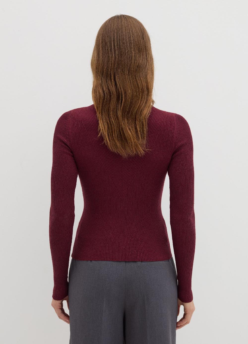 Stefanel T-shirt in lurex a costine con collo alto Prezzo basso