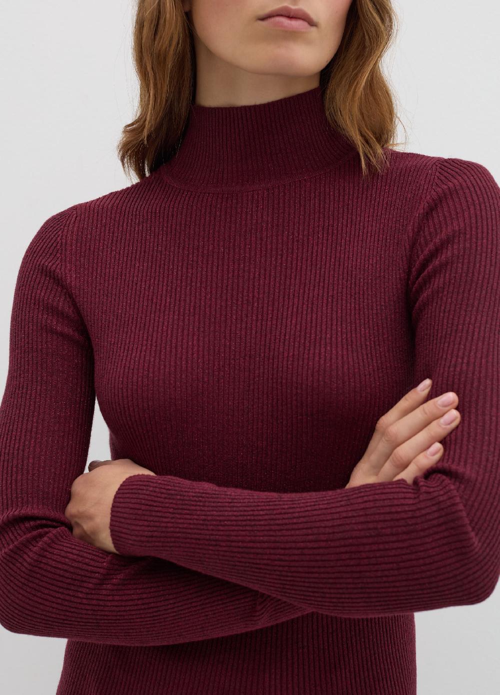 Stefanel T-shirt in lurex a costine con collo alto Prezzo basso