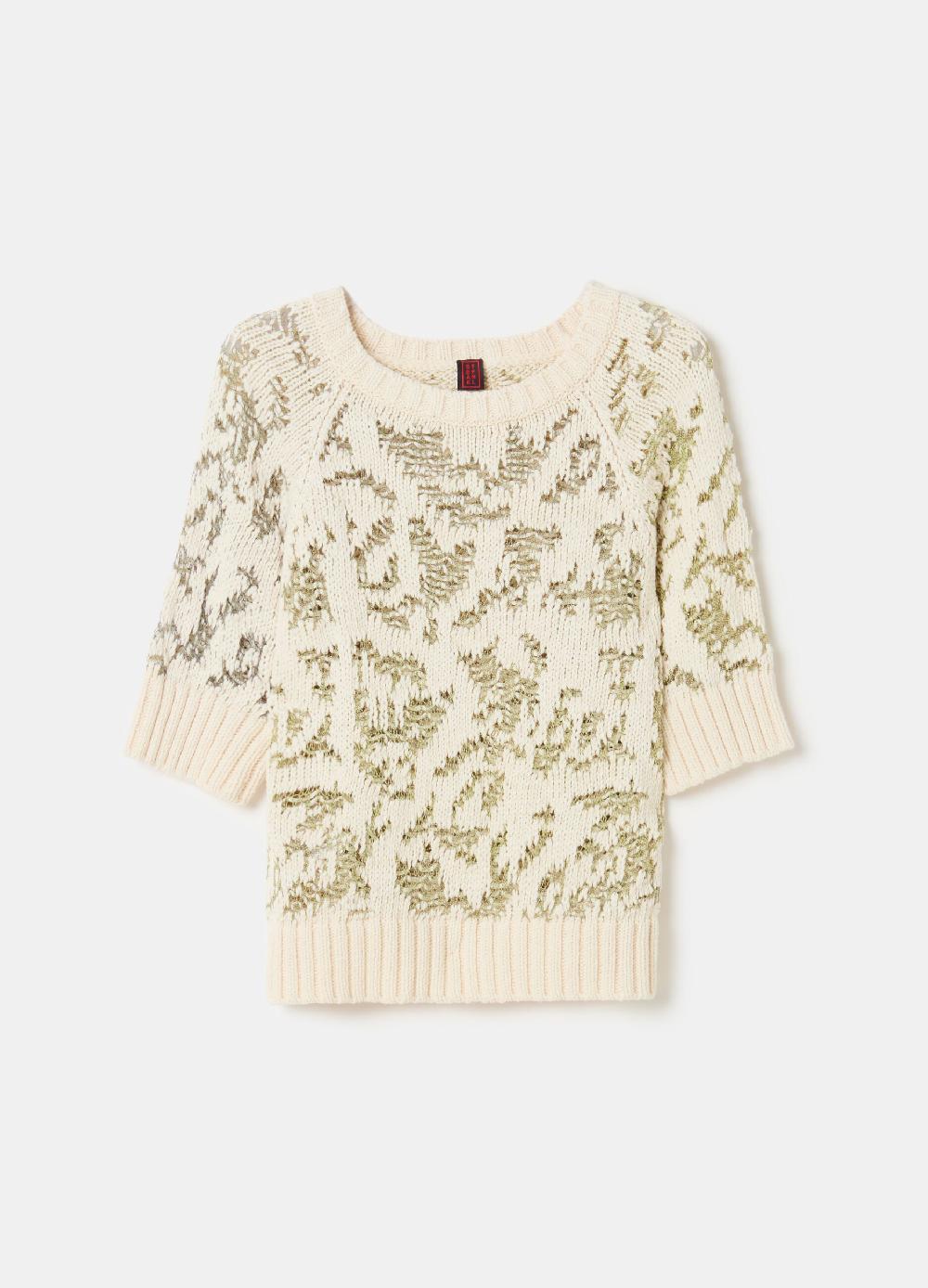 Stefanel Maglia traforata jacquard maniche al gomito Vendita