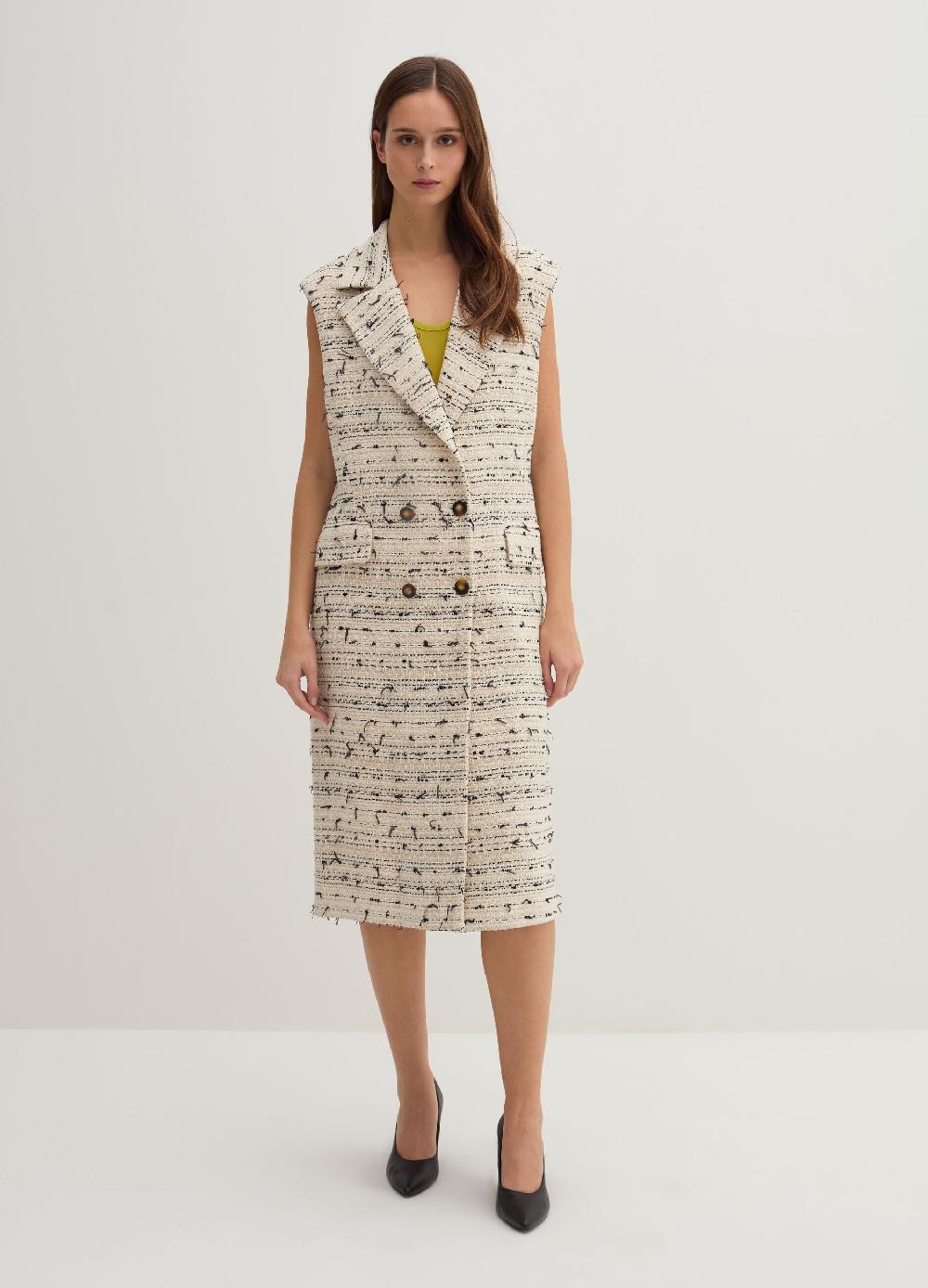 Stefanel Gilet lungo doppiopetto in tweed Promozione