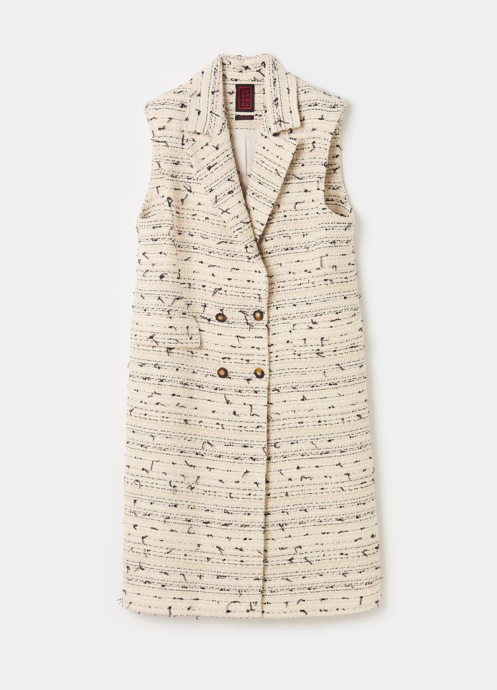 Stefanel Gilet lungo doppiopetto in tweed Promozione