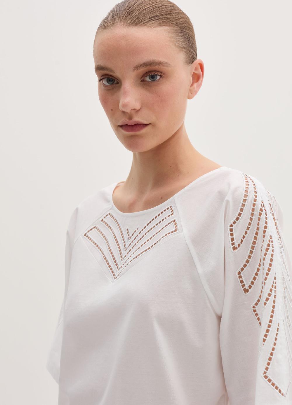 Stefanel Maglia in jersey con ricamo anglaise Fino Al -60%