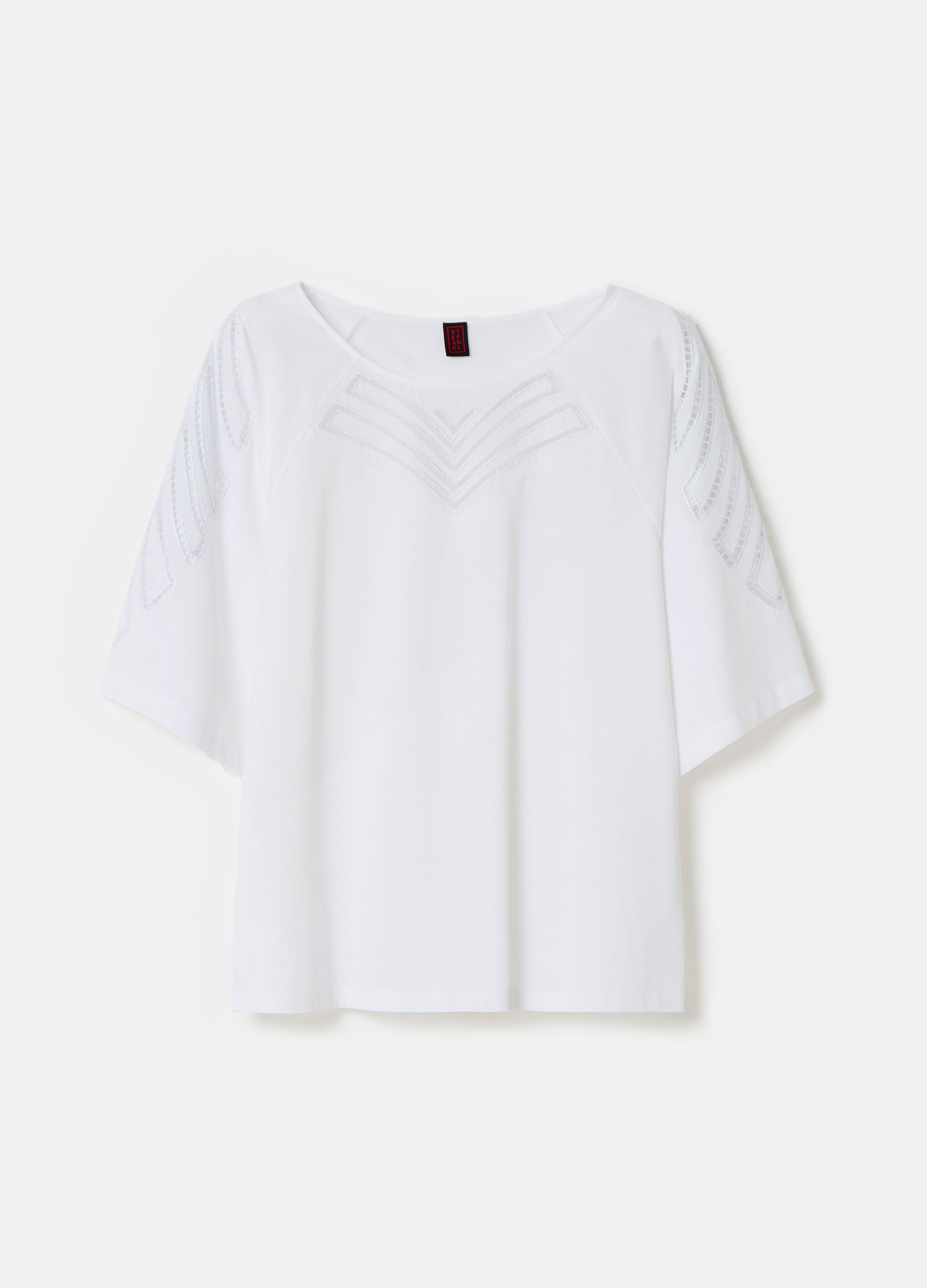 Stefanel Maglia in jersey con ricamo anglaise Fino Al -60%