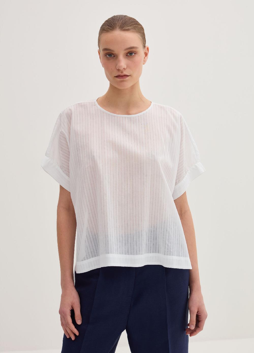 Stefanel Blusa in voille di cotone dobby a righe Shopping Online