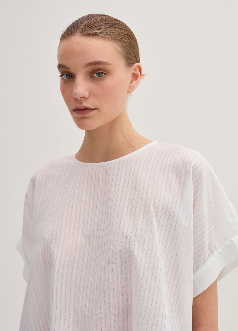 Stefanel Blusa in voille di cotone dobby a righe Shopping Online