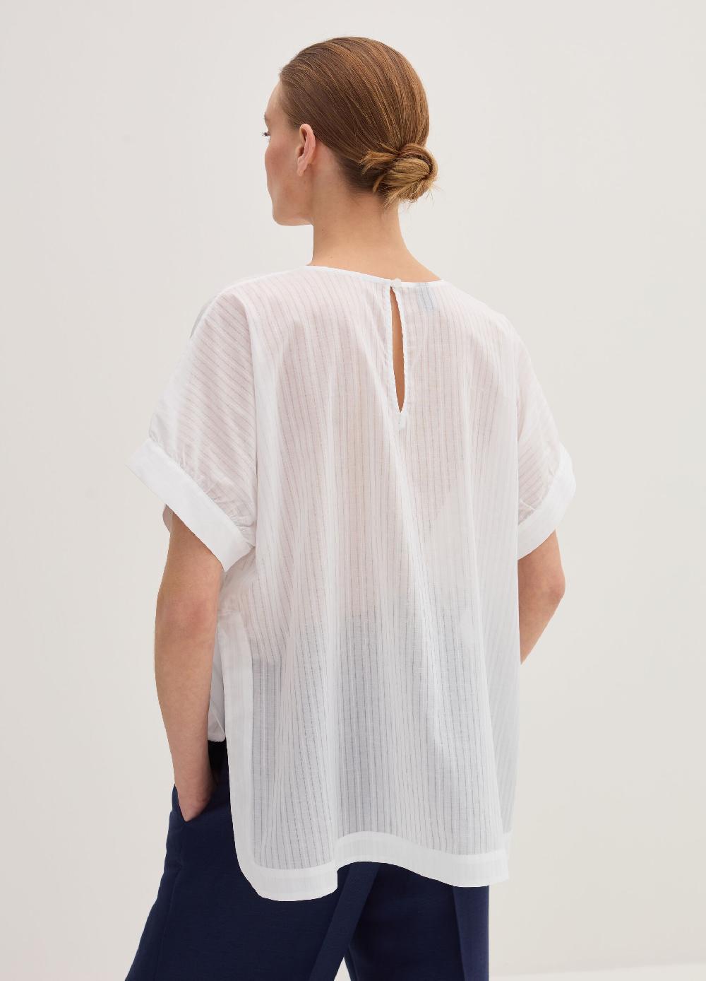 Stefanel Blusa in voille di cotone dobby a righe Shopping Online