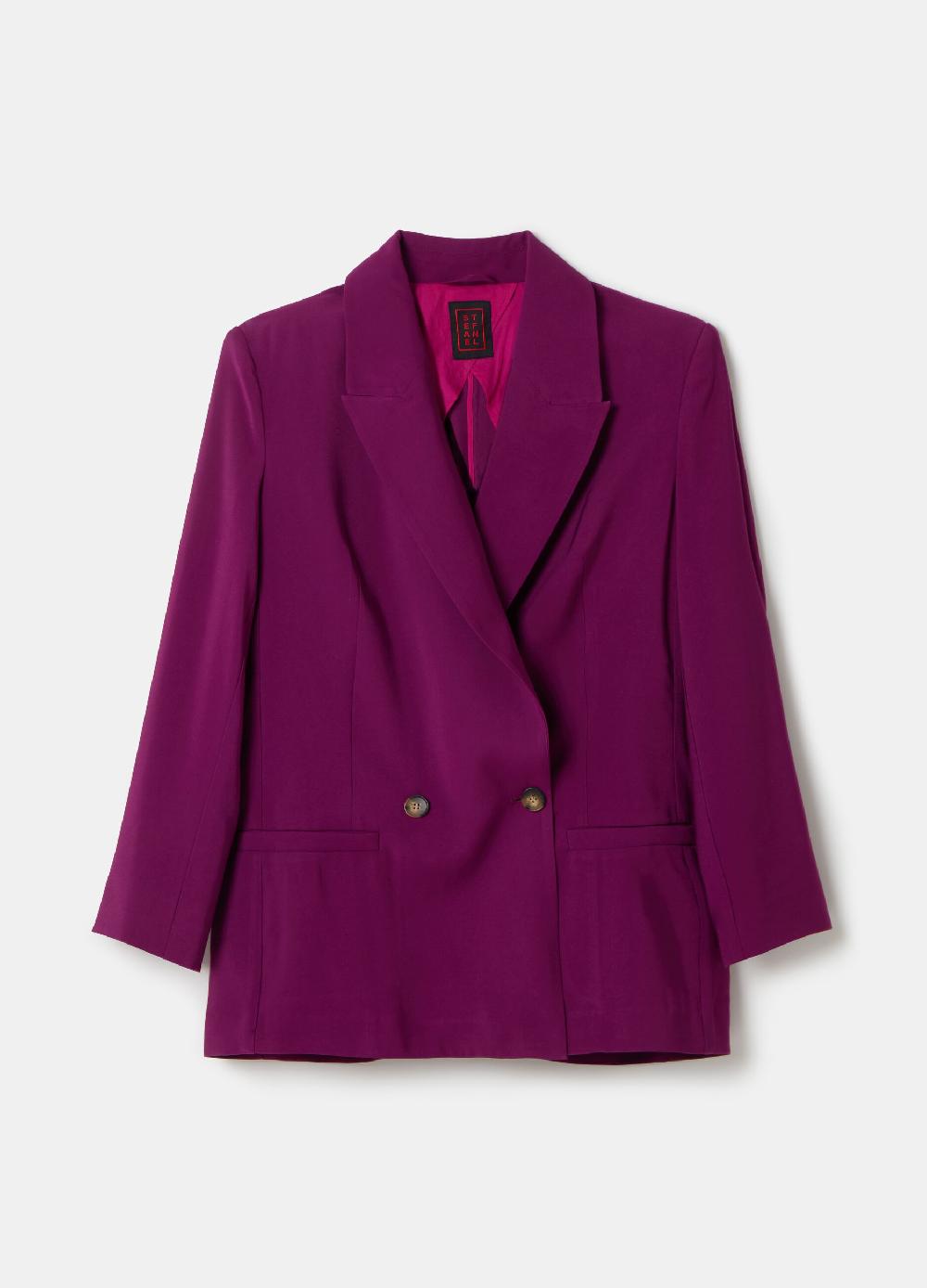 Stefanel Blazer fluido doppiopetto in twill tecnico Sottocosto
