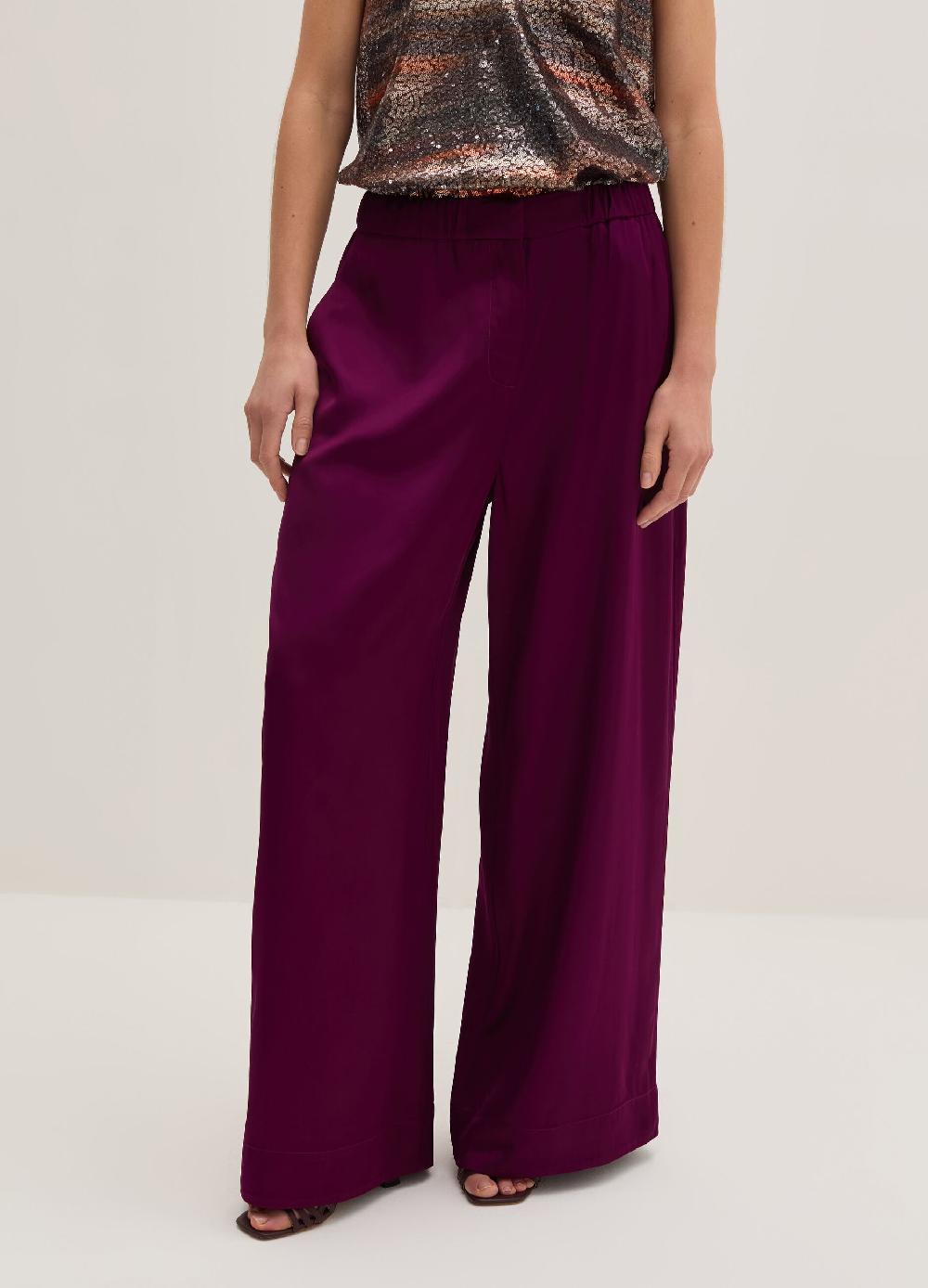 Stefanel Pantalone wide leg in viscosa satin Offerte