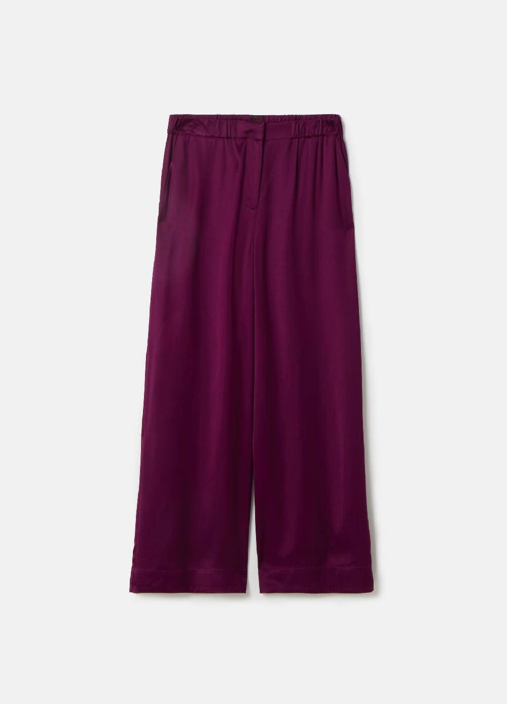 Stefanel Pantalone wide leg in viscosa satin Offerte