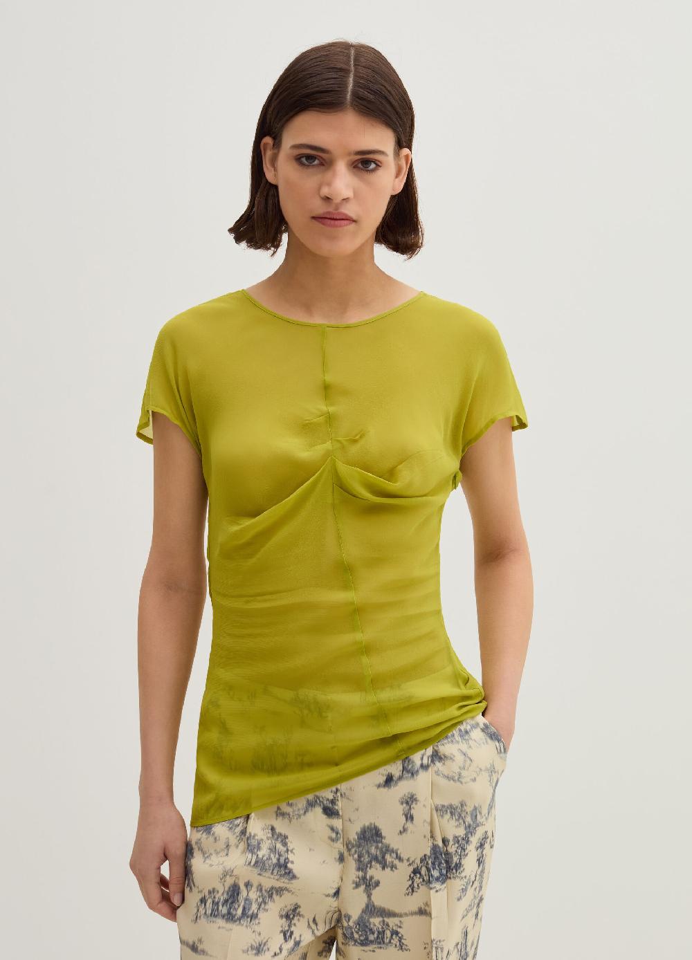 Stefanel T-shirt in georgette con arricciatura Hotsell