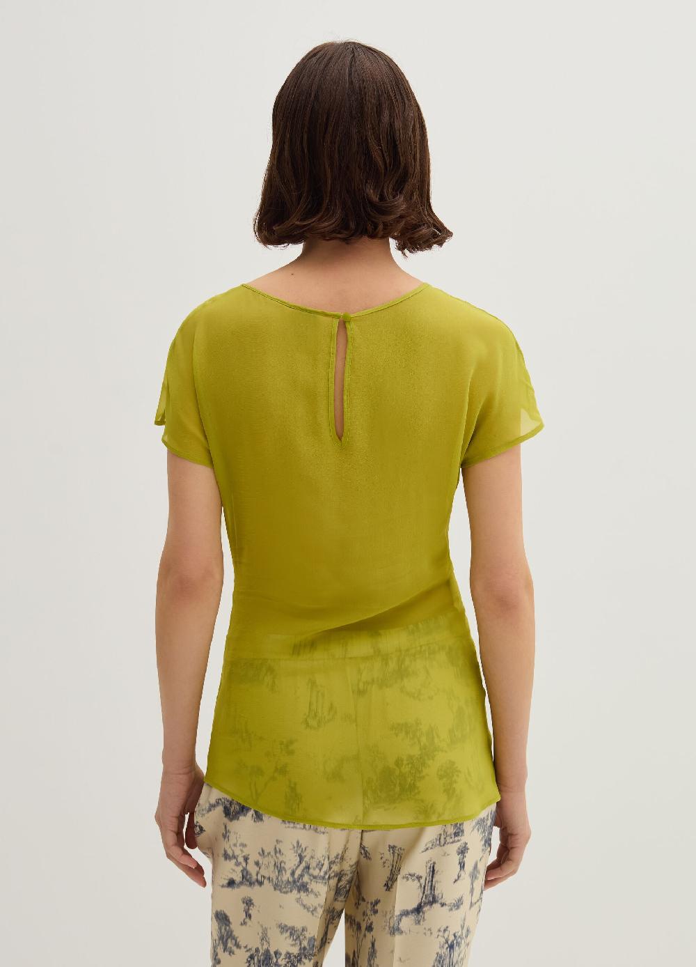 Stefanel T-shirt in georgette con arricciatura Hotsell