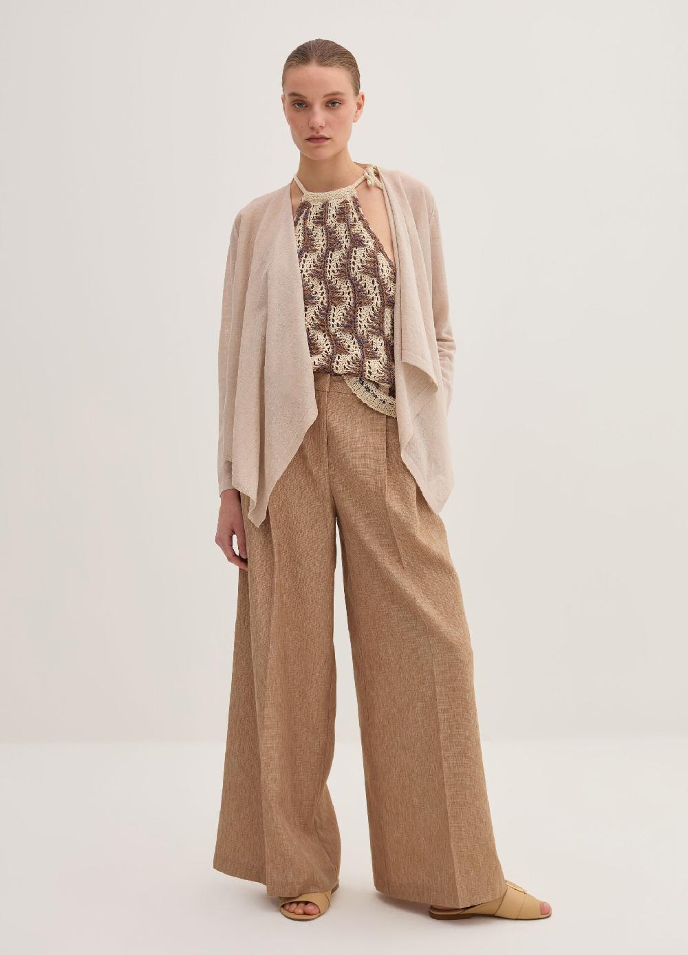 Stefanel Cardigan aperto in misto lino Saldi Di Fabbrica