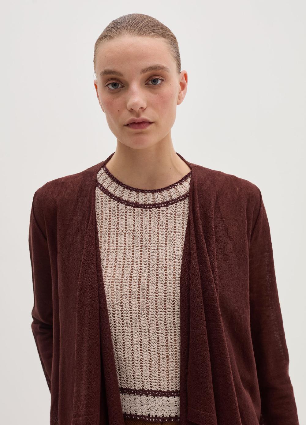 Stefanel Cardigan aperto in misto lino Vendite Flash