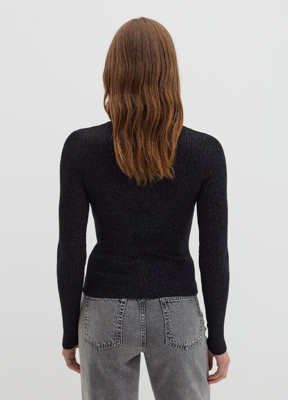 Stefanel T-shirt in lurex a costine con collo alto Negozio online di fabbrica