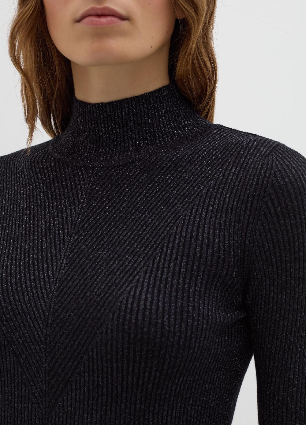 Stefanel T-shirt in lurex a costine con collo alto Negozio online di fabbrica