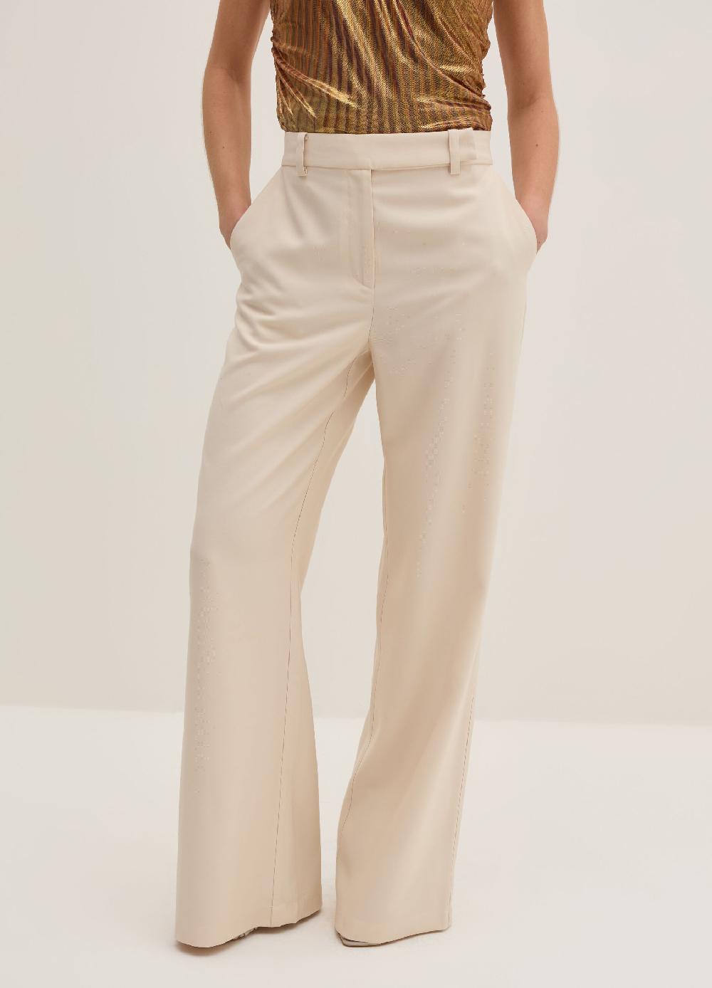 Stefanel Pantalone palazzo wide leg in twill tecnico Offerte stagionali