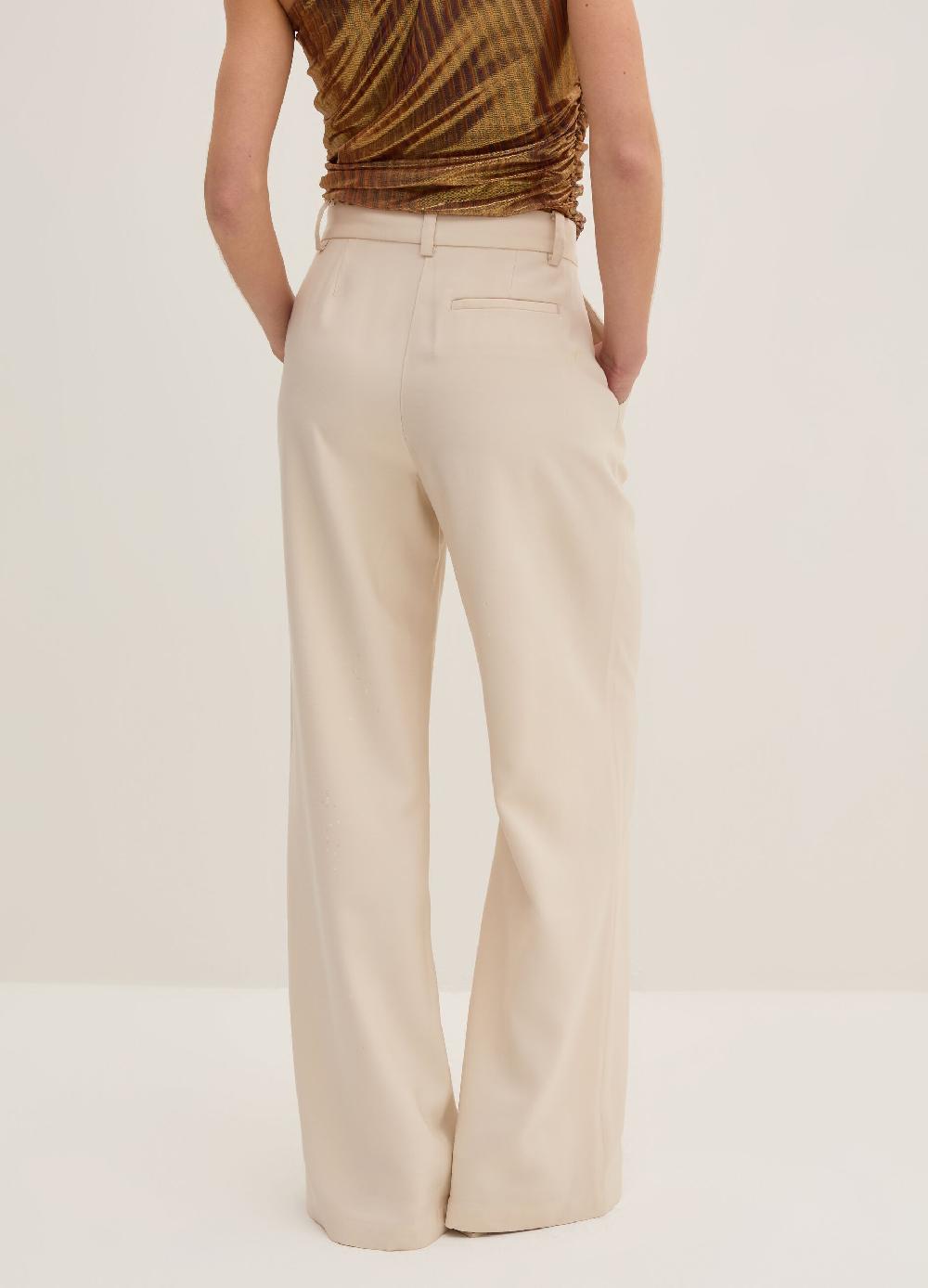 Stefanel Pantalone palazzo wide leg in twill tecnico Offerte stagionali