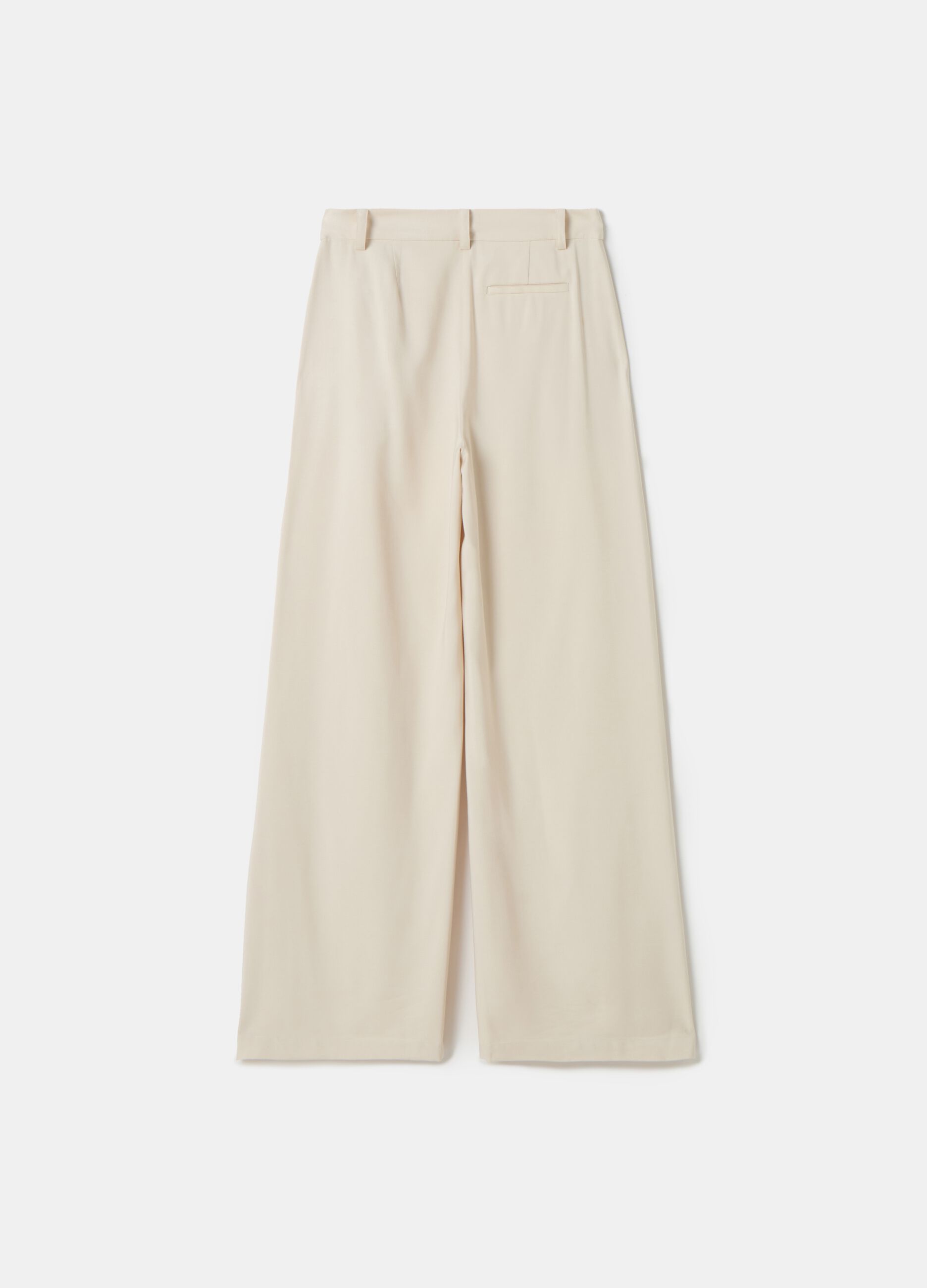 Stefanel Pantalone palazzo wide leg in twill tecnico Offerte stagionali