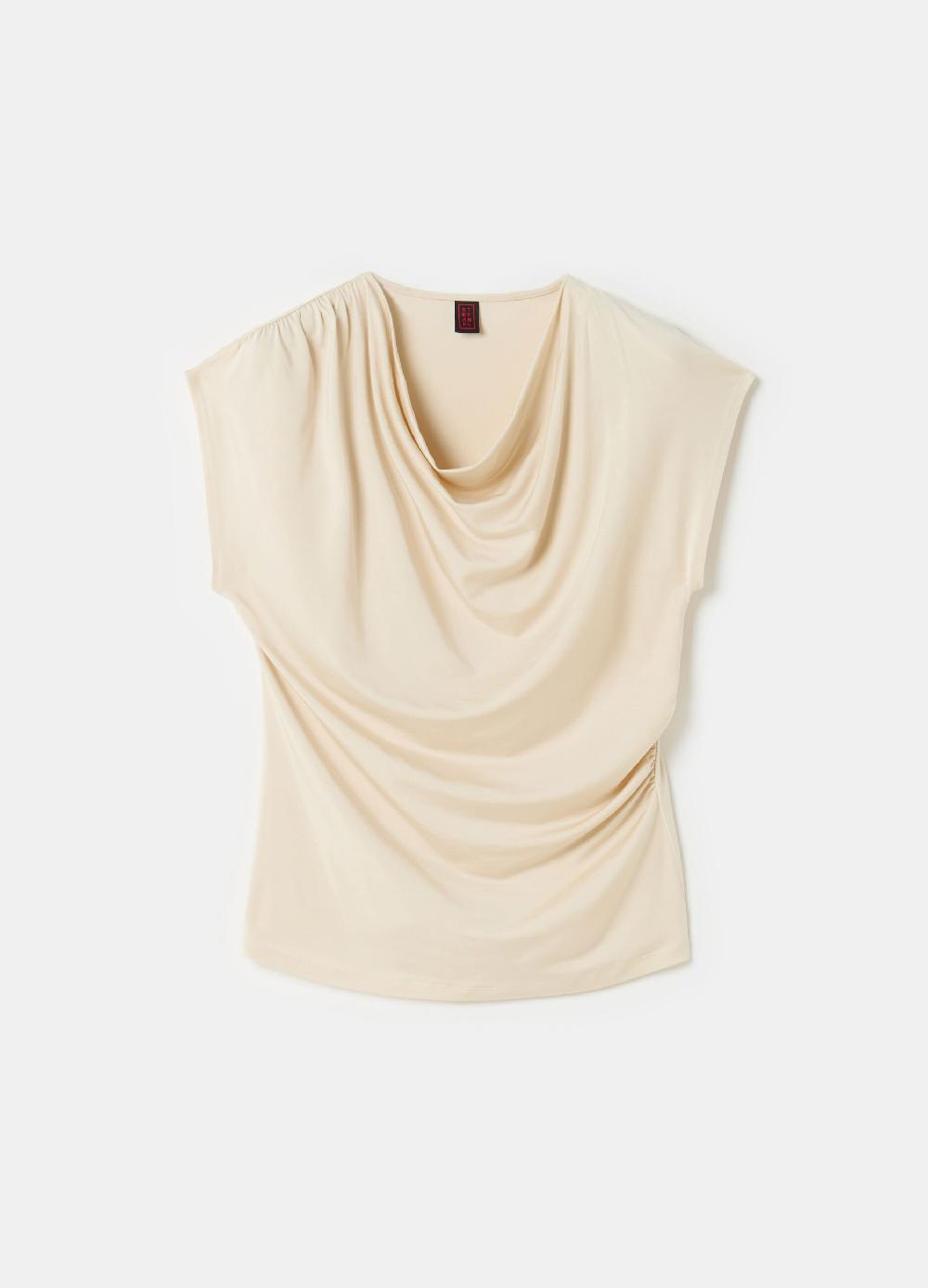 Stefanel Top smanicato scollo con drappeggio Prezzo basso
