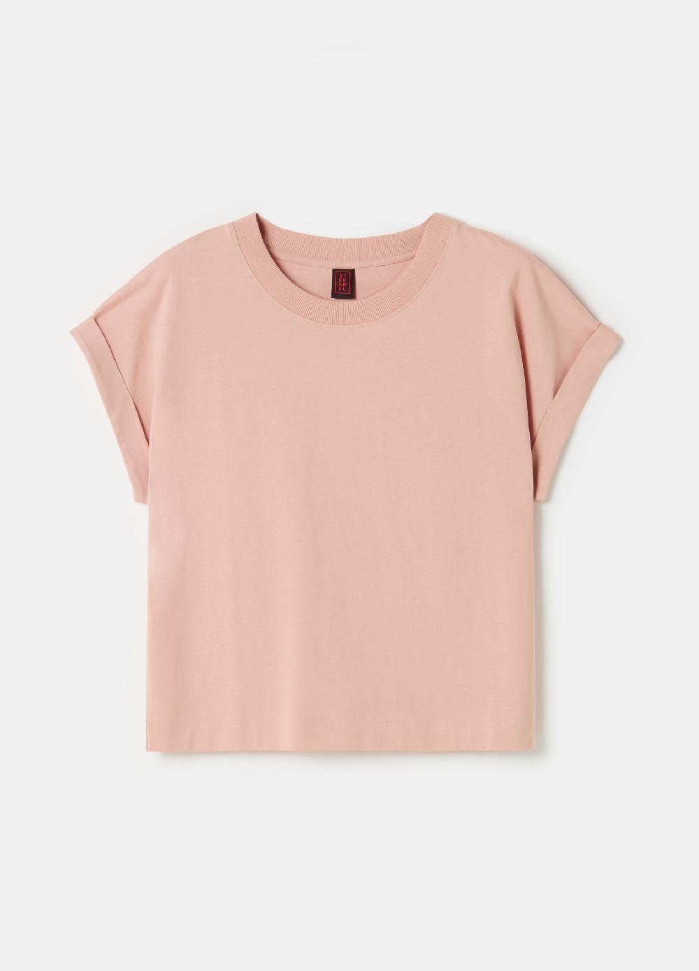 Stefanel T-shirt boxy fit con risvolti Sostegno trimestrale