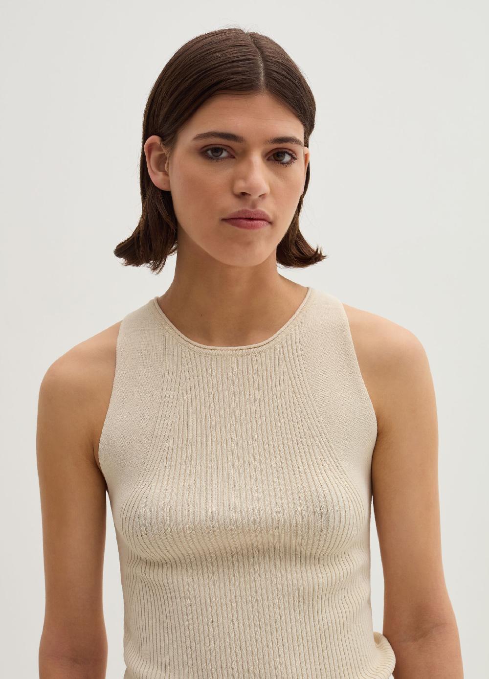 Stefanel Tank top in crêpe a coste piatte Super sconto