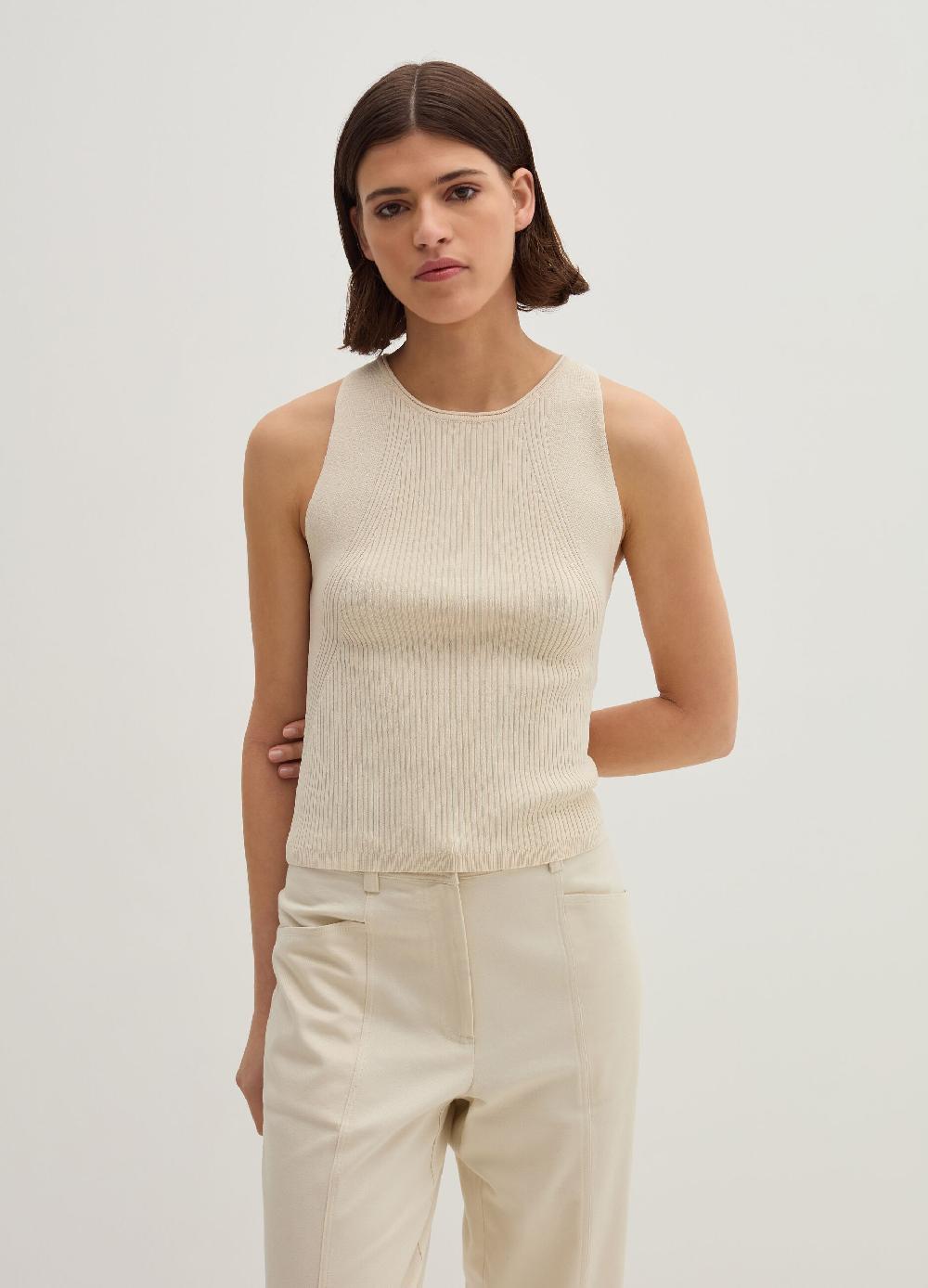 Stefanel Tank top in crêpe a coste piatte Super sconto