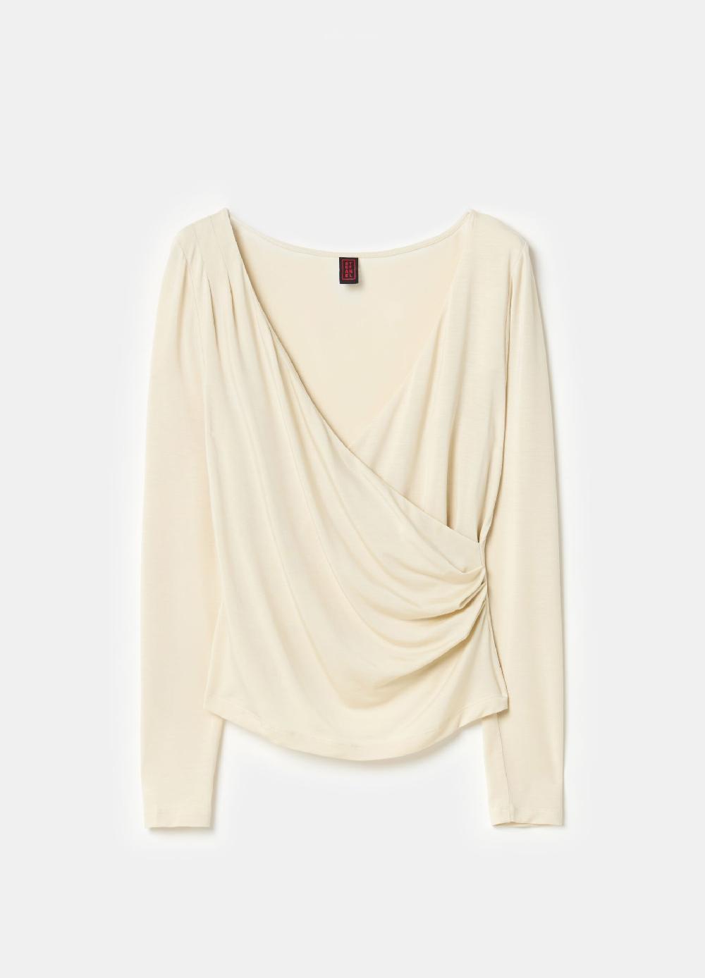 Stefanel T-shirt scollo a V con incrocio 50% di sconto con spedizione gratuita