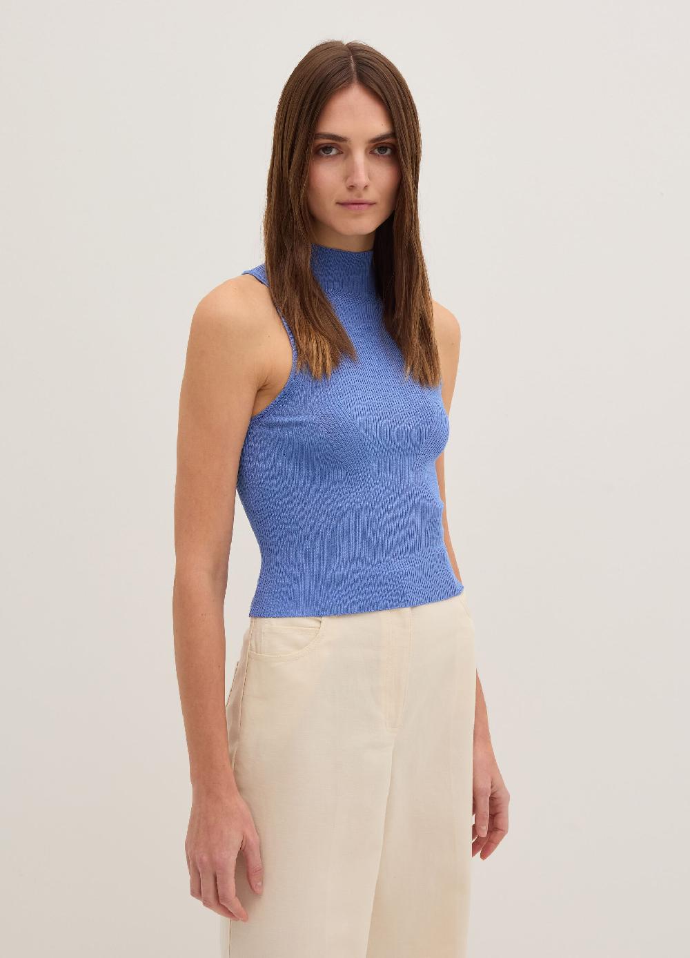 Stefanel Tank top a coste piatte mock neck In vendita